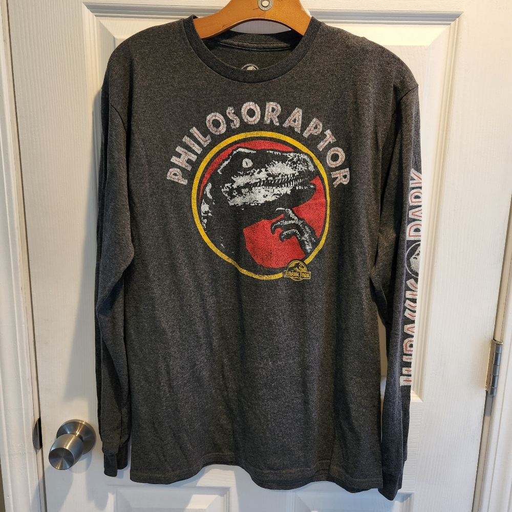 Mens Dark Heather Longsleeve Jurassic Park Shirt Size Medium